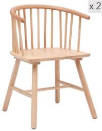 Nordlys Set of 2 Scandinavian Solid Wood Dining Room Chairs in Brown