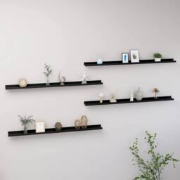 Berkfield Home Decorative Wall Shelves 4 pcs Black 115x9x3 cm - Size: 115 x 9 x 3 cm - thumbnail 2