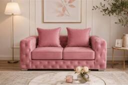 Stratus Interiors Ashley Chesterfield 2-Seater Sofa-Scatter Back Comfort & Style in Pink