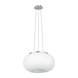 Loops Pendant Ceiling Light Colour Satin Nickel Shade White Glass Opal Matt E27 2x60W in Metallics