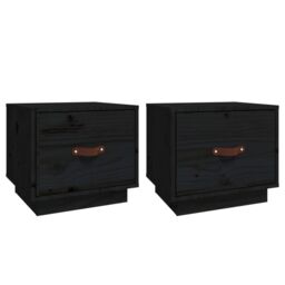Berkfield Home Bedside Cabinets 2 pcs Black 40x34x35 cm Solid Wood Pine - Size: 40 x 34 x 35 cm - thumbnail 2