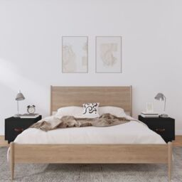 Berkfield Home Bedside Cabinets 2 pcs Black 40x34x35 cm Solid Wood Pine - Size: 40 x 34 x 35 cm