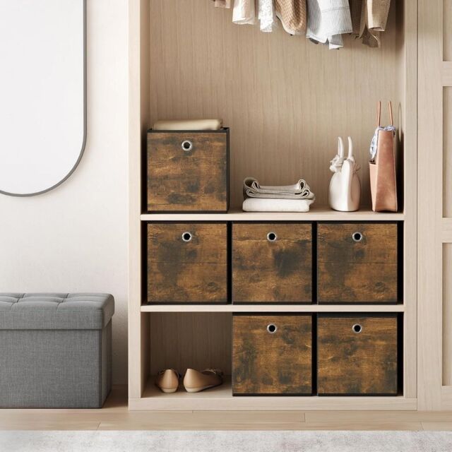 SONGMICS Cube Storage Containers Durable Oxford Fabric Bin Set in Brown - image 1