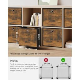 SONGMICS Cube Storage Containers Durable Oxford Fabric Bin Set in Brown - thumbnail 3