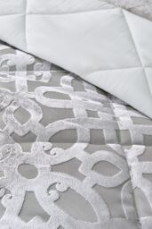 Catherine Lansfield 'Lattice Cut Velvet' Bedspread in Natural - thumbnail 2