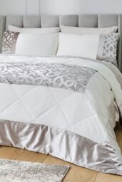 Catherine Lansfield 'Lattice Cut Velvet' Bedspread in Natural - thumbnail 1