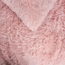OHS Teddy Duvet Cover Set Bedding Soft Fleece Faux Fur Shaggy in Light Pink - Size: Double - thumbnail 4