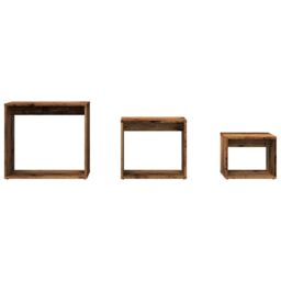 Berkfield Home Nesting Tables 3 pcs Old Wood Engineered Wood in Brown - thumbnail 4