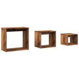 Berkfield Home Nesting Tables 3 pcs Old Wood Engineered Wood in Brown - thumbnail 2