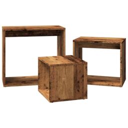 Berkfield Home Nesting Tables 3 pcs Old Wood Engineered Wood in Brown - thumbnail 5
