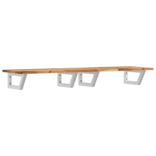 Berkfield Home Basin Shelf Wall Mounted Steel & Solid Wood Acacia in Brown - image 1