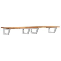 Berkfield Home Basin Shelf Wall Mounted Steel & Solid Wood Acacia in Brown - thumbnail 1