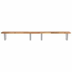 Berkfield Home Basin Shelf Wall Mounted Steel & Solid Wood Acacia in Brown - thumbnail 4