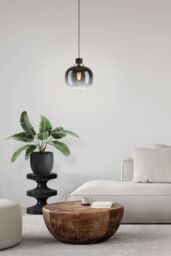 Eglo Oilella Glass & Metal 1 Light Pendant Light in Black - thumbnail 2
