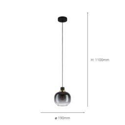 Eglo Oilella Glass & Metal 1 Light Pendant Light in Black - thumbnail 3