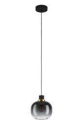 Eglo Oilella Glass & Metal 1 Light Pendant Light in Black - thumbnail 1