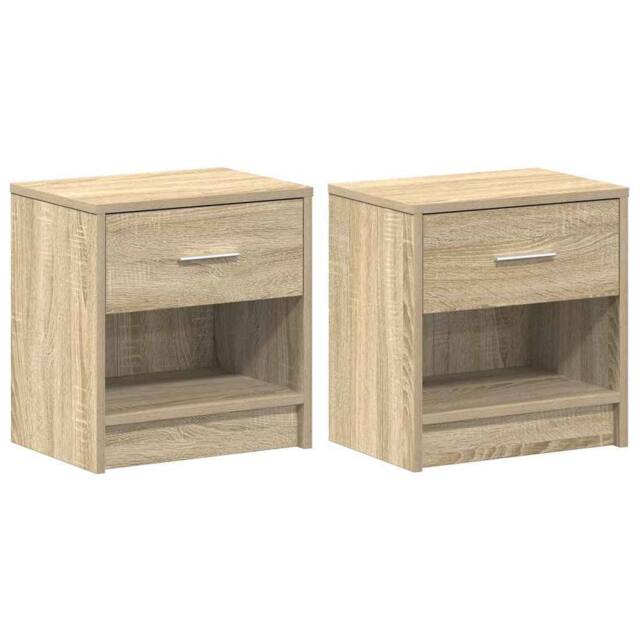 Berkfield Home Bedside Cabinets 2 pcs with Drawer Sonoma Oak 39x28x41 cm in Light Oak - Size: 39 x 28 x 41 cm - image 1