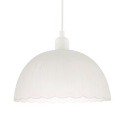 Happy Homewares Classic Frosted White Pendant Shade with Fluted Edge & Etched Lines - thumbnail 2