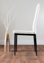FurnitureboxUK Leonardo Grey Glass Marble Effect Black Leg Table & 4 Milan Black Leg Chairs in White - thumbnail 9