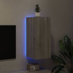 Berkfield Home TV Wall Cabinet with LED Lights Grey Sonoma 30.5x35x70 cm - thumbnail 4