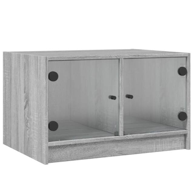 Berkfield Home Coffee Table with Glass Doors Grey Sonoma 68x50x42 cm - Size: 68 x 50 x 42 cm - image 1