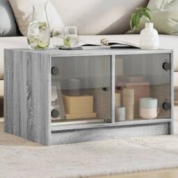 Berkfield Home Coffee Table with Glass Doors Grey Sonoma 68x50x42 cm - Size: 68 x 50 x 42 cm - thumbnail 2
