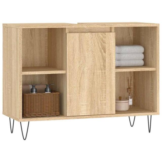 Berkfield Home Durable Bathroom Cabinet Sonoma Oak 80x33x60 cm Engineered Wood in Light Tan - Size: 80 x 33 x 60 cm - image 1