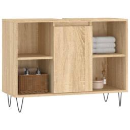 Berkfield Home Durable Bathroom Cabinet Sonoma Oak 80x33x60 cm Engineered Wood in Light Tan - Size: 80 x 33 x 60 cm - thumbnail 1