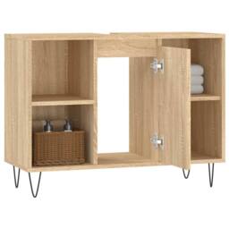 Berkfield Home Durable Bathroom Cabinet Sonoma Oak 80x33x60 cm Engineered Wood in Light Tan - Size: 80 x 33 x 60 cm - thumbnail 4