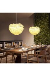 Living and Home Chic Feather 3-Light Chandelier Pendant Light in White - thumbnail 6