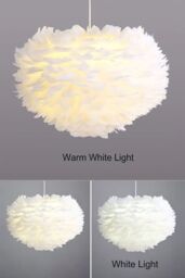 Living and Home Chic Feather 3-Light Chandelier Pendant Light in White - thumbnail 3