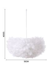 Living and Home Chic Feather 3-Light Chandelier Pendant Light in White - thumbnail 2