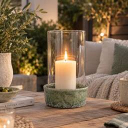 Ivyline Maya Ceramic Sage Reactive Glaze Lantern H31cm D19cm in Green - thumbnail 3