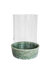Ivyline Maya Ceramic Sage Reactive Glaze Lantern H31cm D19cm in Green