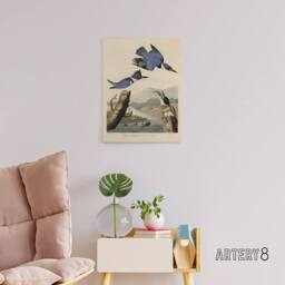 "Artery8 Audubon Birds Of America Belted Kingfisher Canvas Wall Art Print in Blue - Size: W18"" x H24""" - thumbnail 3