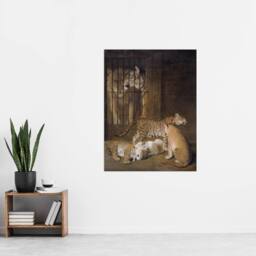 "Artery8 Whelps Lion & Tigress in Zoo Cage Agasse Wall Art Poster Print in Brown - Size: W24"" x H32""" - thumbnail 4