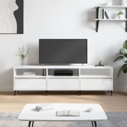 Berkfield Home TV Cabinet White 150x30x44.5 cm Engineered Wood - thumbnail 1