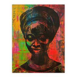 "Artery8 Colourful West African Woman Modern Artwork Wall Art Print - Size: W24"" x H32""" - thumbnail 1