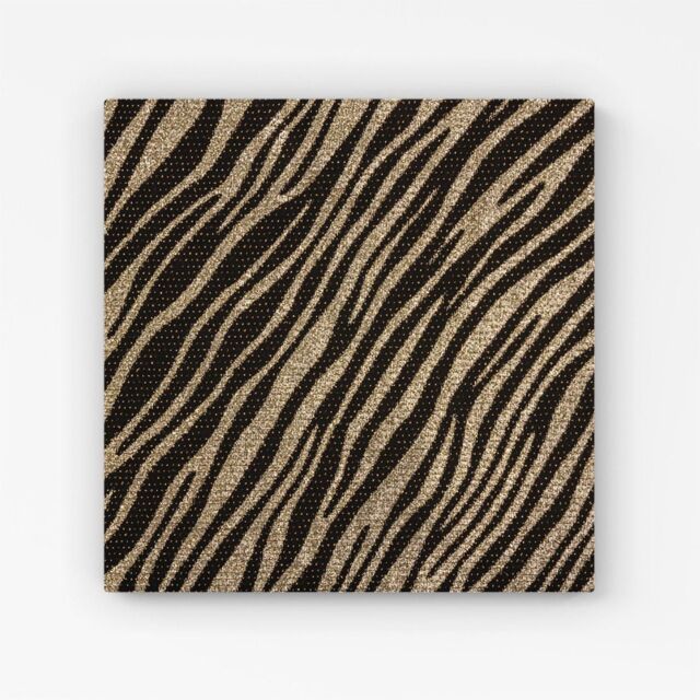 "Warren Reed - Designer Golden Zebra Print Canvas in Brown - Size: W16"" x H16""" - image 1
