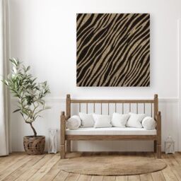 "Warren Reed - Designer Golden Zebra Print Canvas in Brown - Size: W16"" x H16""" - thumbnail 3