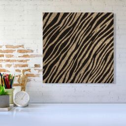 "Warren Reed - Designer Golden Zebra Print Canvas in Brown - Size: W16"" x H16""" - thumbnail 2