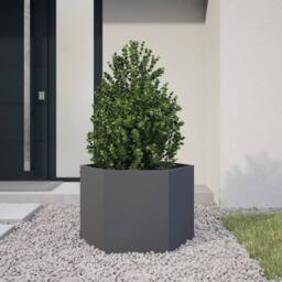 Berkfield Home Durable Garden Planter Anthracite Hexagon 69x60x45 cm Steel in Charcoal - Size: 69 x 60 x 45 cm - thumbnail 2