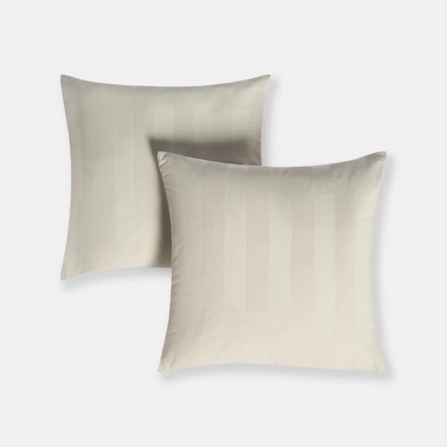 OHS 2 Pack Soft Stripe Velvet Decorative Square Cushion Covers in Cream - Size: 45 cm x 45 cm