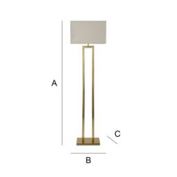 ValueLights Gloria Double Stem Metal Floor Lamp with Rectangular Lamp Shade in Metallic Gold - thumbnail 7