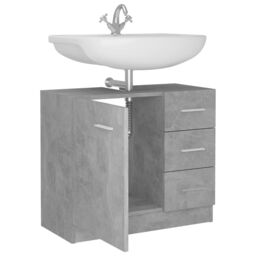 Berkfield Home Sink Cabinet Concrete Grey 63x30x54 cm Engineered Wood - Size: 63 x 30 x 54 cm - thumbnail 4