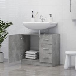 Berkfield Home Sink Cabinet Concrete Grey 63x30x54 cm Engineered Wood - Size: 63 x 30 x 54 cm - thumbnail 3
