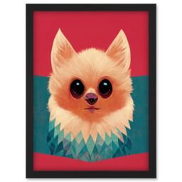 Artery8 Cute Geometric Pomeranian Dog Illustration Artwork Framed Wall Art Print A4 in Black - thumbnail 1