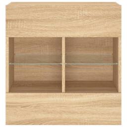 Berkfield Home TV Wall Cabinet with LED Lights Sonoma Oak 58.5x30x60.5 cm in Natural - thumbnail 7