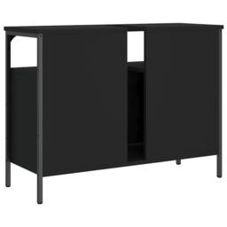 Berkfield Home Sturdy Bathroom Sink Cabinet Black 80x30x60 cm Engineered Wood - Size: 80 x 30 x 60 cm - thumbnail 8