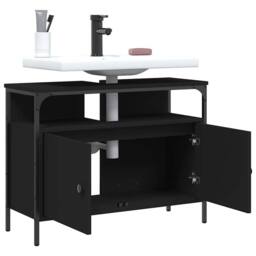 Berkfield Home Sturdy Bathroom Sink Cabinet Black 80x30x60 cm Engineered Wood - Size: 80 x 30 x 60 cm - thumbnail 4